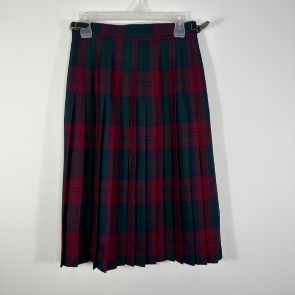 Vintage Moffat Woollens Skirt SZ 12 Tartan Plaid Pleated Wool Red Green Scotland - Picture 5 of 8
